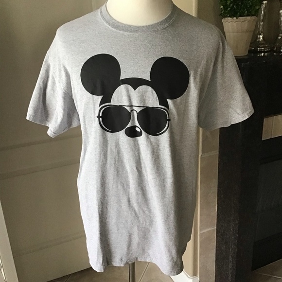 Mouse Ears Shades Mens XL T-Shirt Gildan Short Sleeve Tee Gray Black Sunglasses - Picture 2 of 9